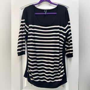 Maurices Black and White Cuffed 3/4 Sleeve Sweater